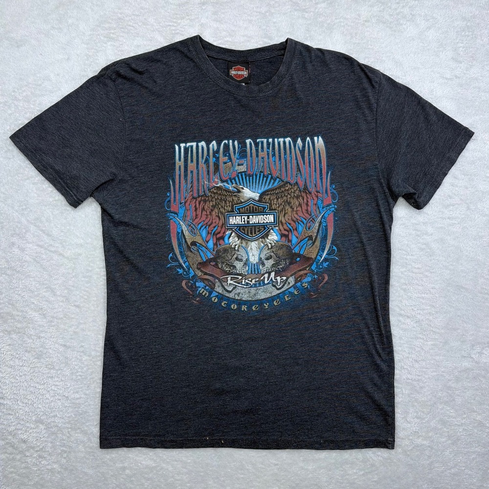 Harley-Davidson Shirt Mens Medium Gray Rise Up Eagle Denver Colorado Graphic